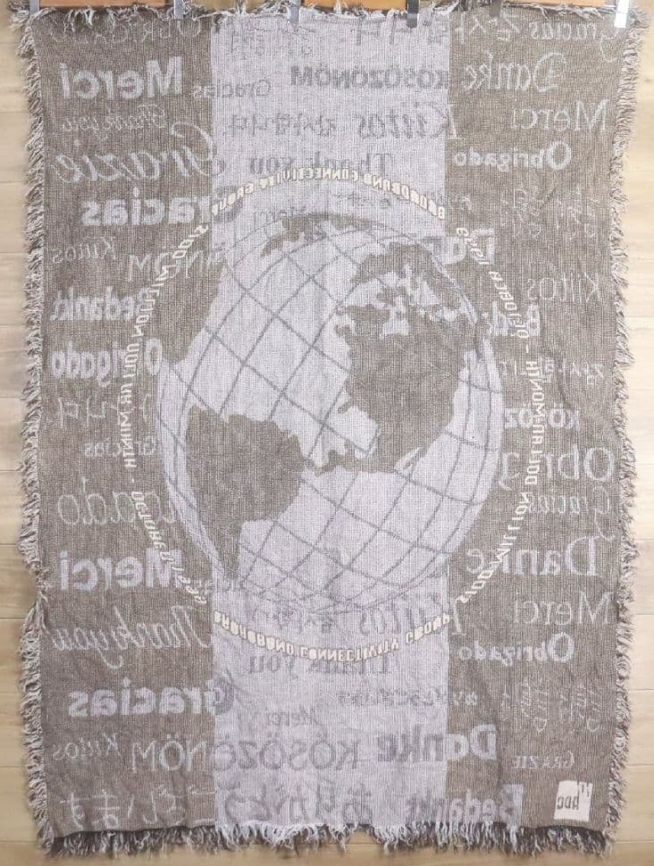 地球儀デザインの多言語ラグ