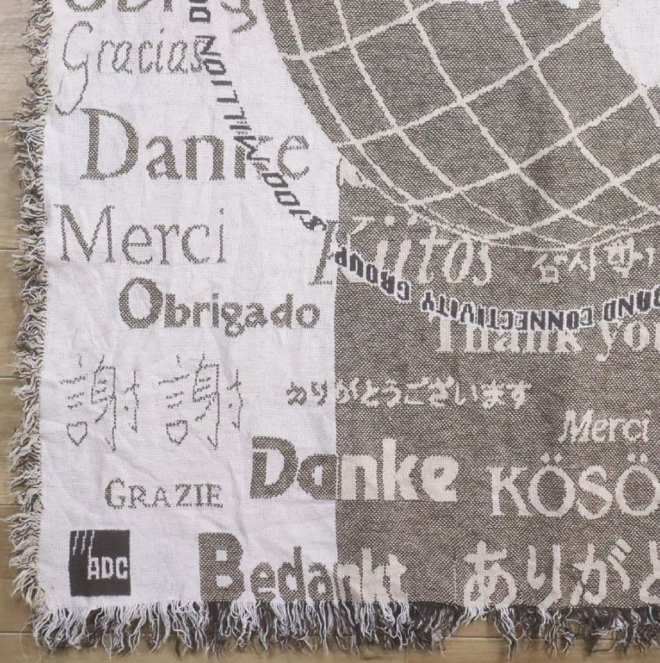 地球儀デザインの多言語ラグ