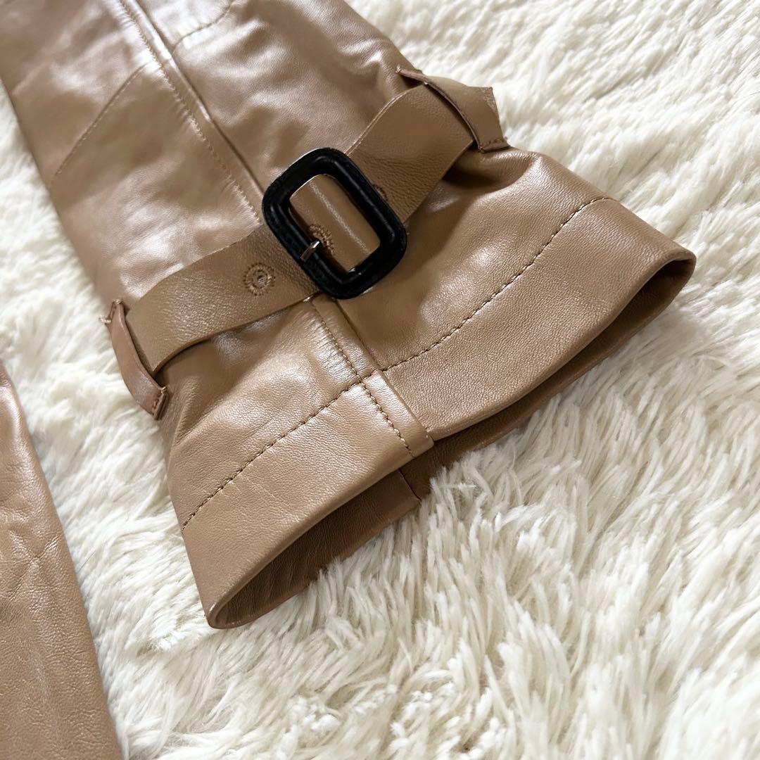 GERARD DARELラムレザーコート ロング ベルト ベージュ 40