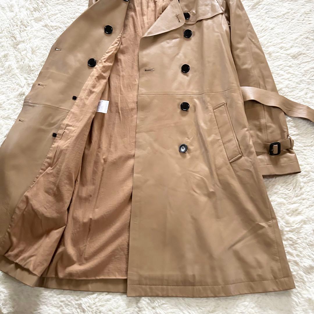 GERARD DARELラムレザーコート ロング ベルト ベージュ 40