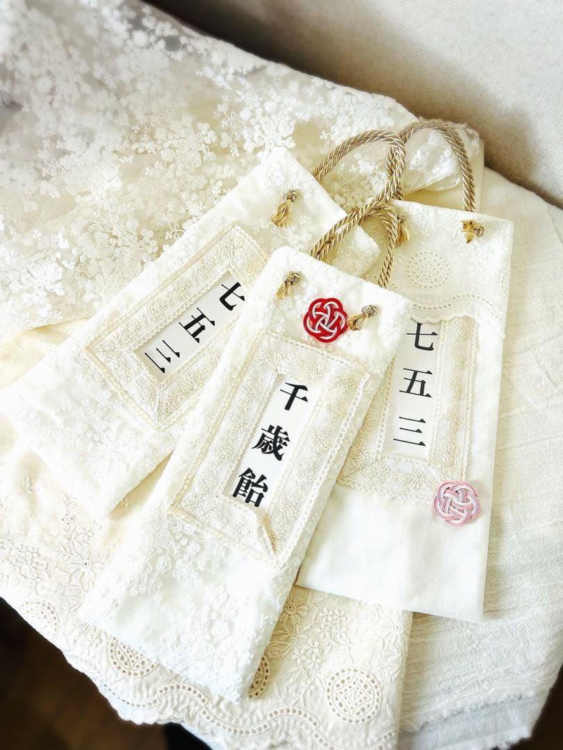 チュール被布＊フラワーブーケのレースチュールとパールのふんわり被布＊七五三