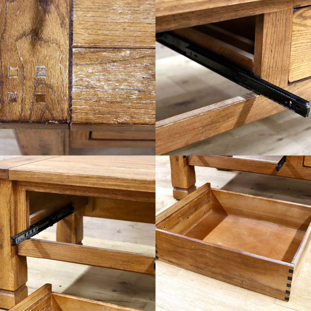 GMHK471○オーク材 ヴィンテージ センターテーブル リビングテーブル クラ