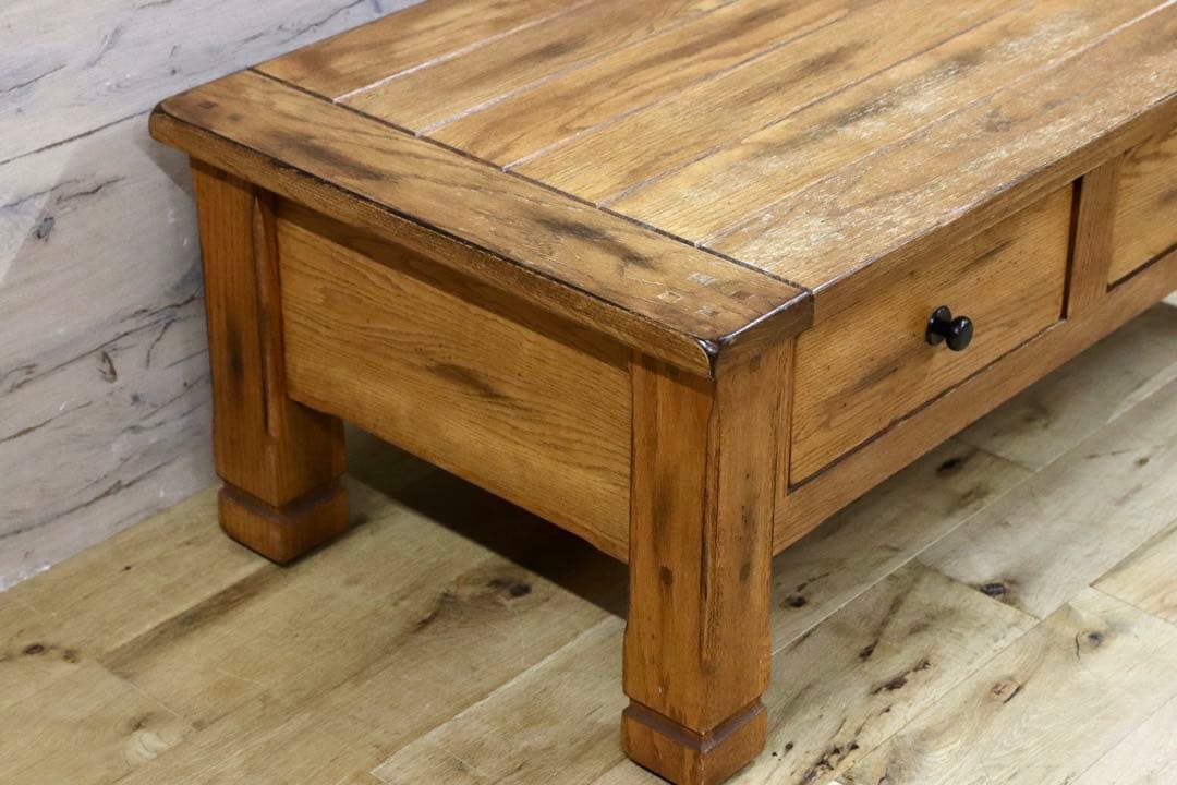 GMHK471○オーク材 ヴィンテージ センターテーブル リビングテーブル クラ