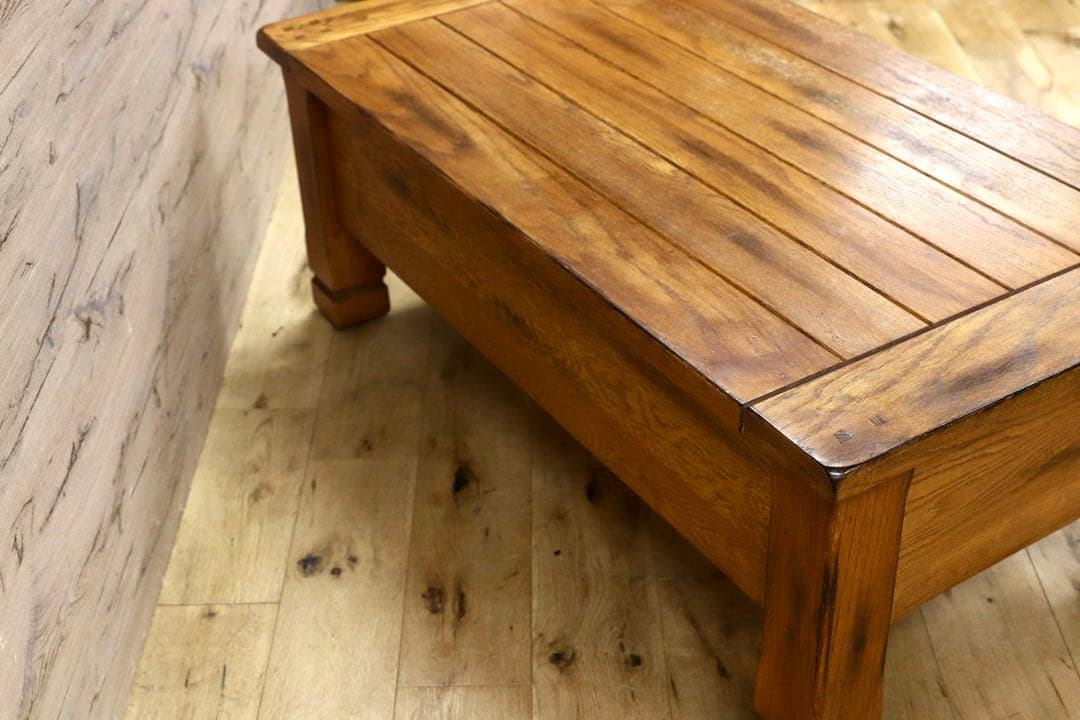 GMHK471○オーク材 ヴィンテージ センターテーブル リビングテーブル クラ