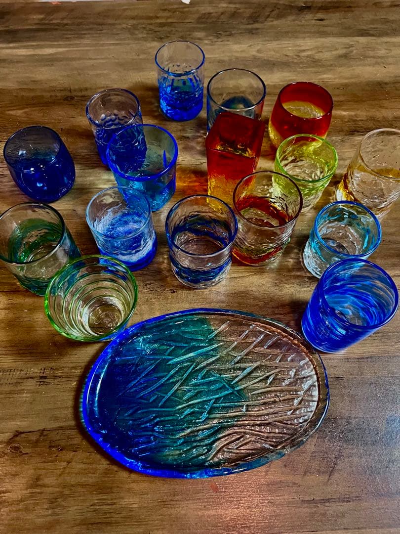 琉球グラス　琉球ガラス　吹きグラス　沖縄コップ　ハンドメイド　セット　大量