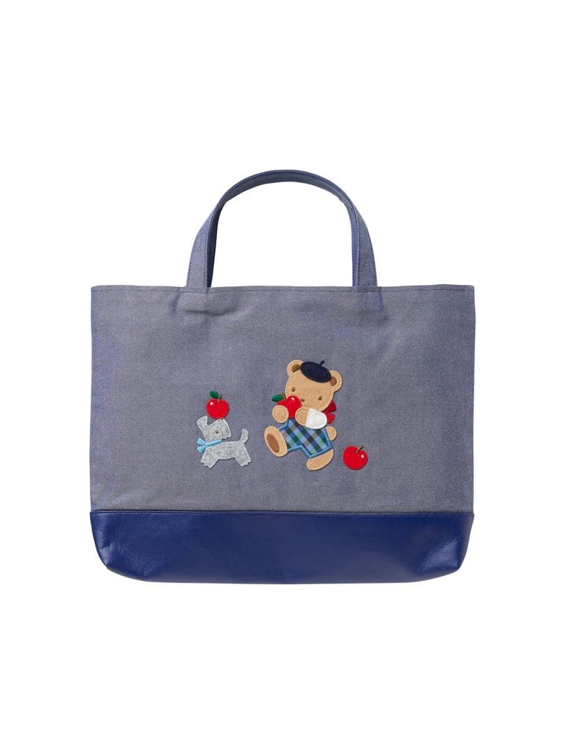 ファミリア　familiar　ブック入れ　デニムバッグ　トートバッグ　ネイビー