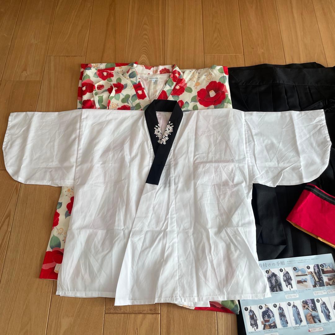 【160サイズ】小学生　卒業式　袴セット　着用1回！肌襦袢つき。髪飾りも付けます