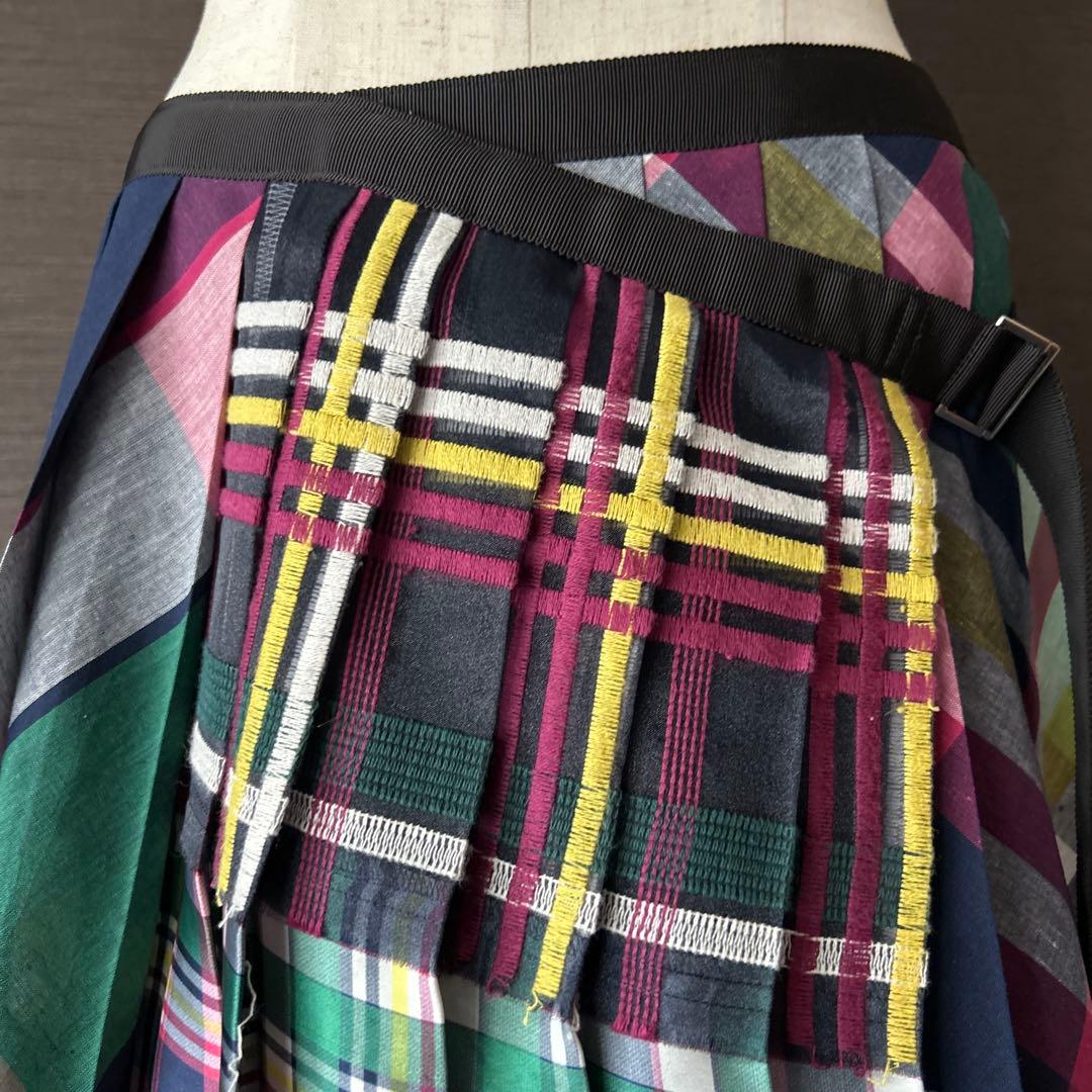 サカイ　マルチカラー チェック プリーツスカート