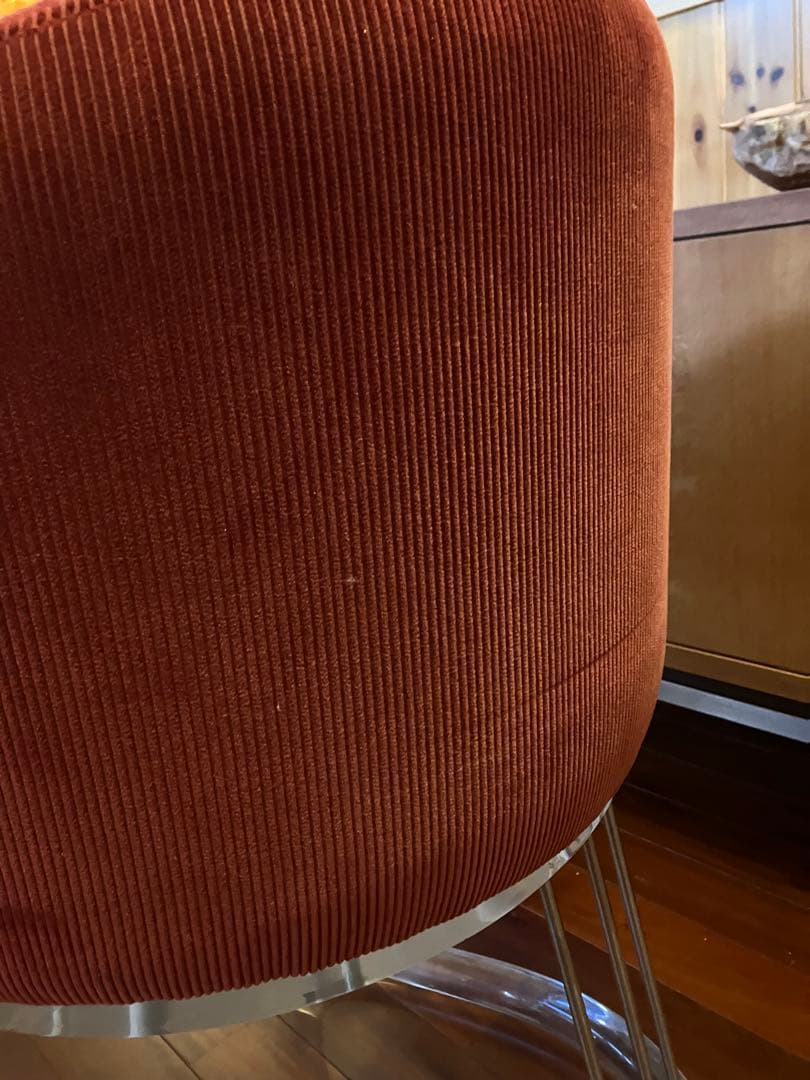 ミッドセンチュリー　ビンテージ　チェア　椅子　コーデュロイ　赤系　ポストモダン