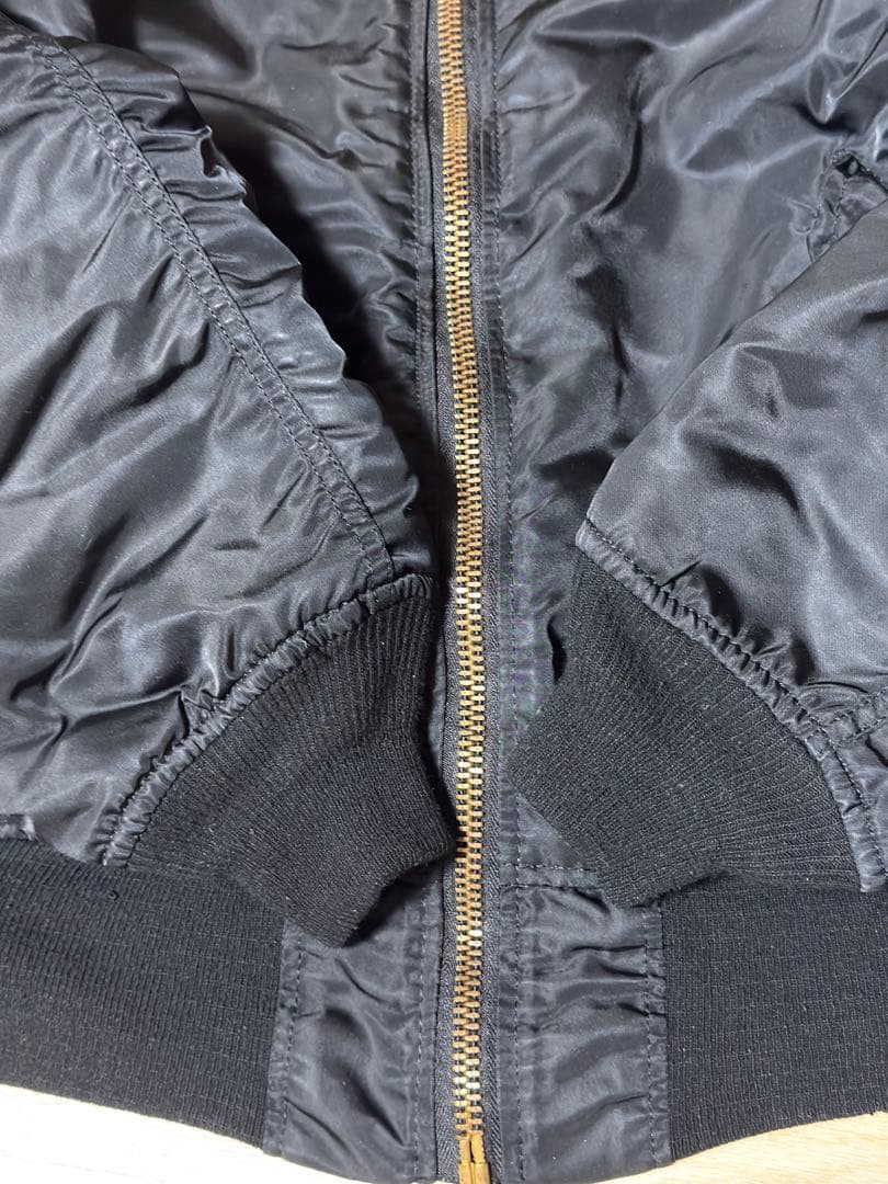 80s USA製 ALPHA MA-1 IDEALジップ 黒 Lアルファ社