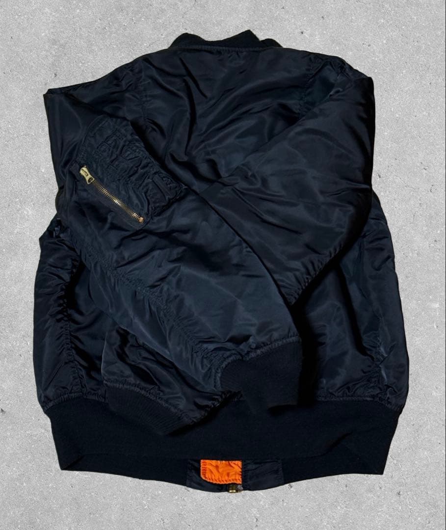 80s USA製 ALPHA MA-1 IDEALジップ 黒 Lアルファ社