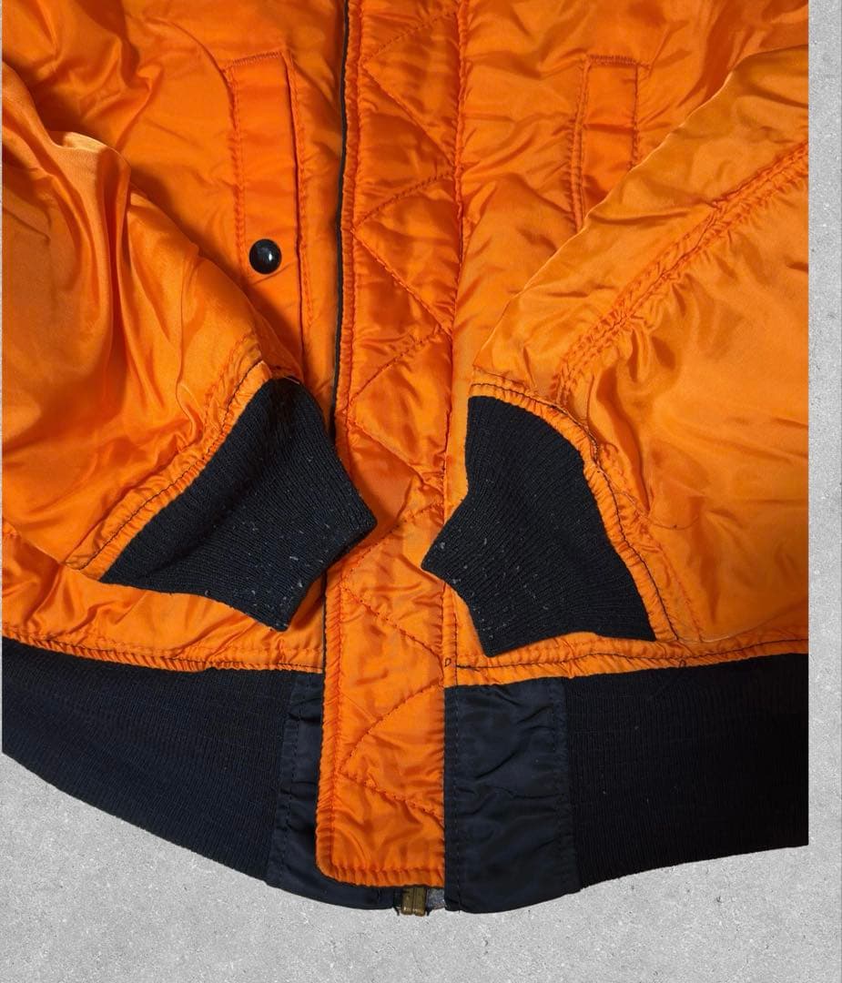 80s USA製 ALPHA MA-1 IDEALジップ 黒 Lアルファ社