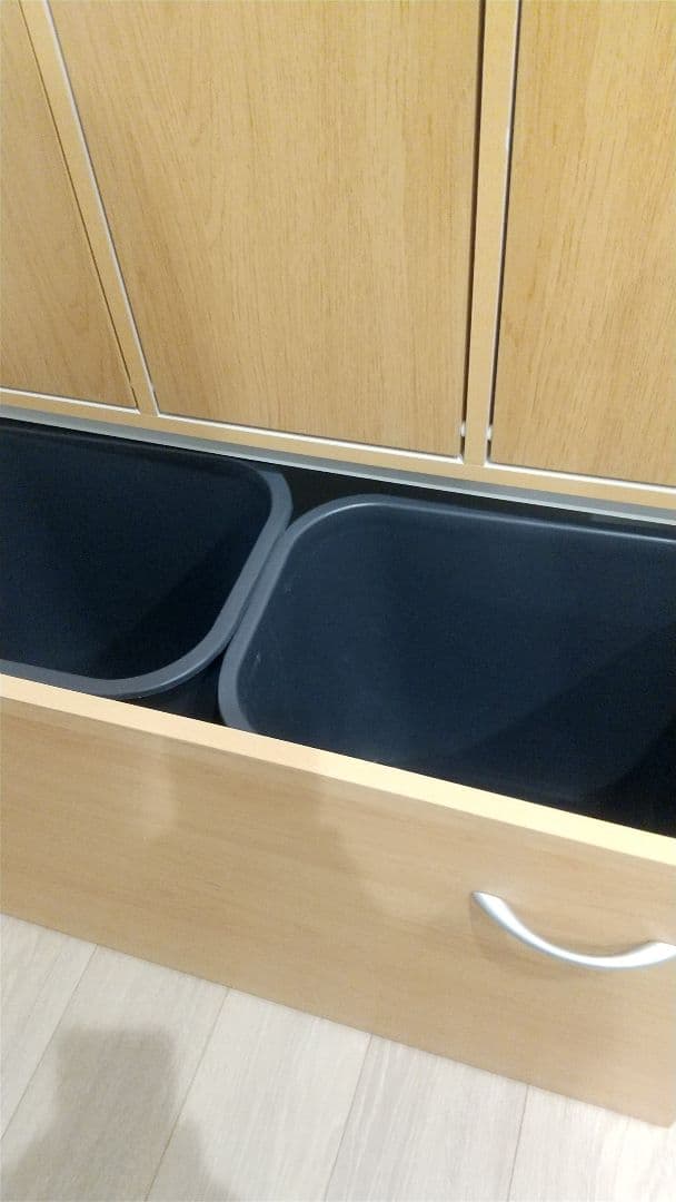 ダストストッカー大２小３空き缶ゴミ分別木目未使用