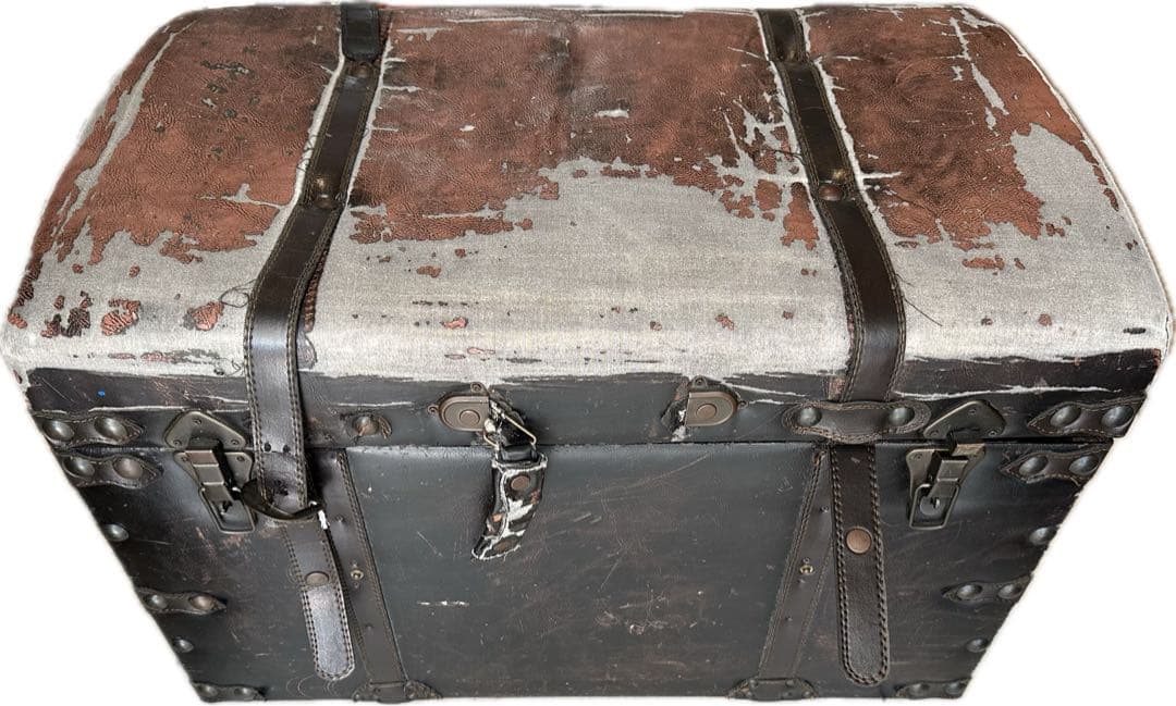 収納 スツール オットマン おもちゃ箱 宝箱 椅子 レザー　アンティーク　レトロ