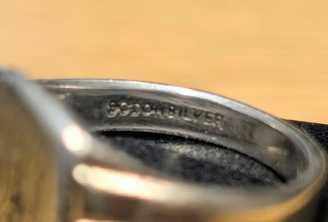 UK シルバー モノグラム シグネットリング 17号 英国 9ctゴールドメッキ