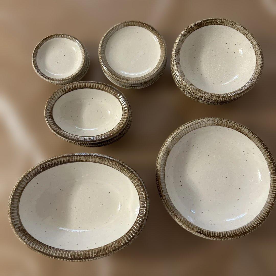 美濃焼　食器セット　カフェ食器 和食器 渕錆粉引　合計24枚