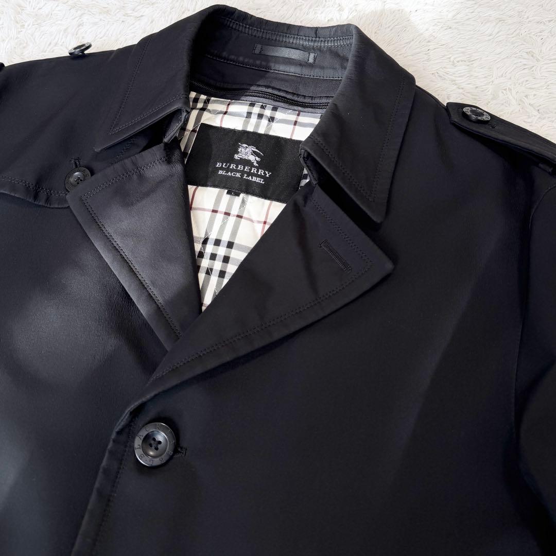 【美品】　希少　バーバリーブラックレーベル　コート　ノバチェック　黒