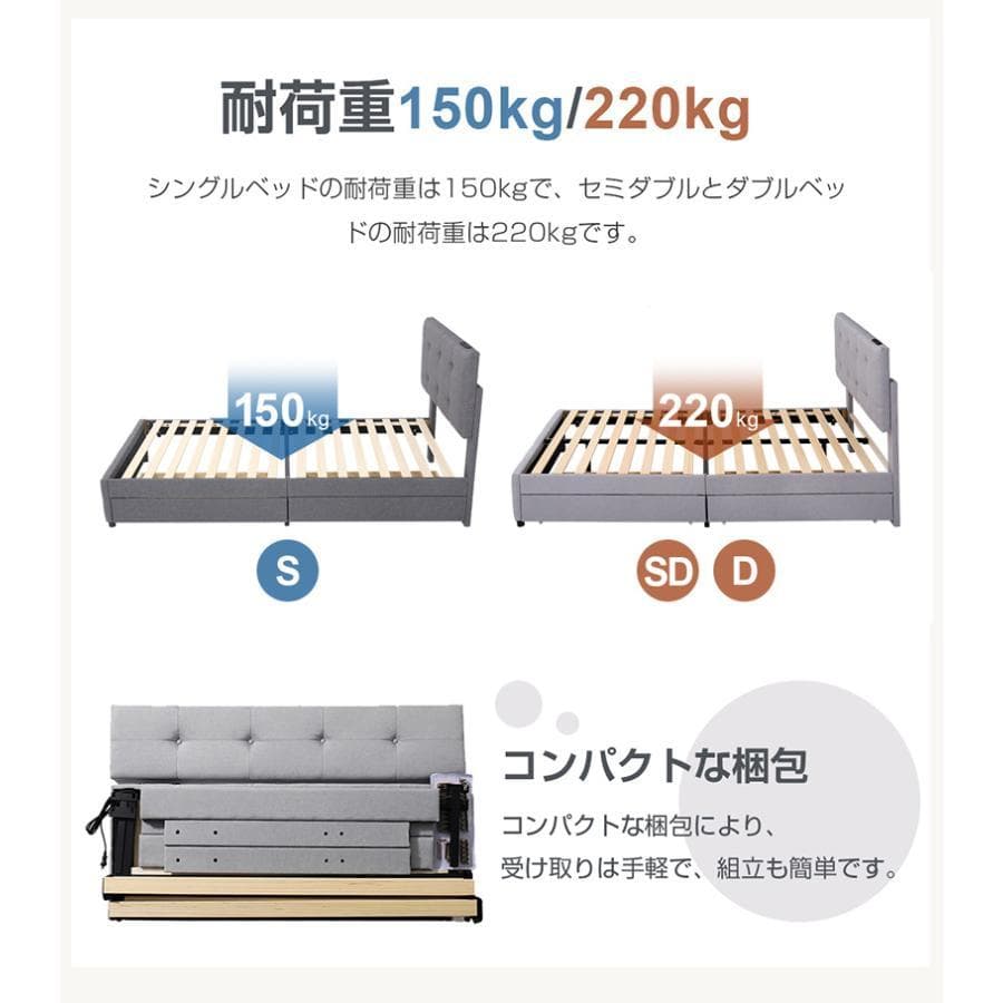 新品 ファブリックベッド S ベッドフレーム シングル 1775-170