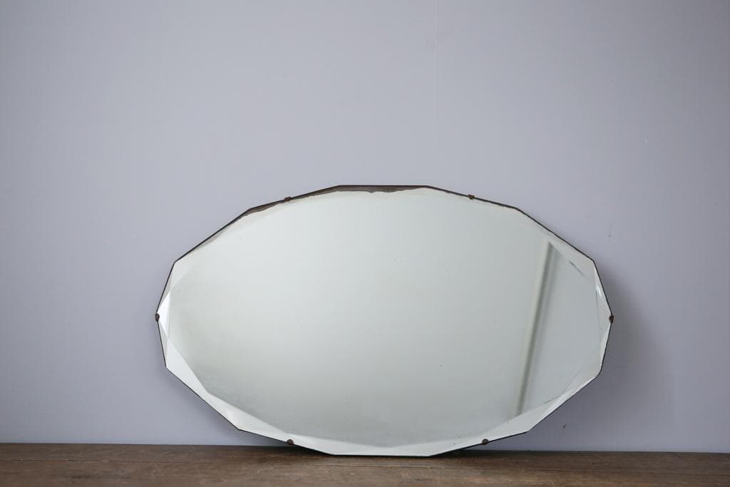 英国アンティーク壁掛けカッティングミラー/ベベルドミラー/鏡(92-179)