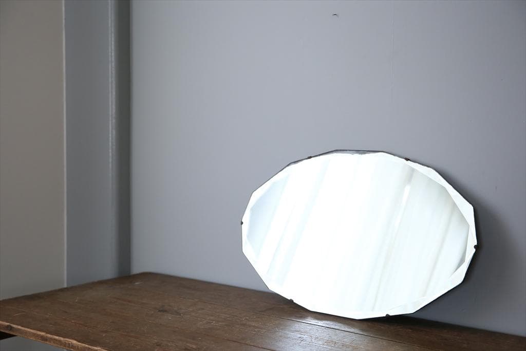 英国アンティーク壁掛けカッティングミラー/ベベルドミラー/鏡(92-179)