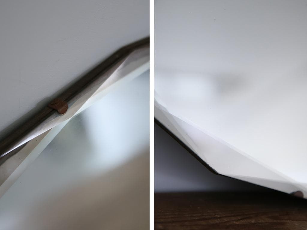 英国アンティーク壁掛けカッティングミラー/ベベルドミラー/鏡(92-179)