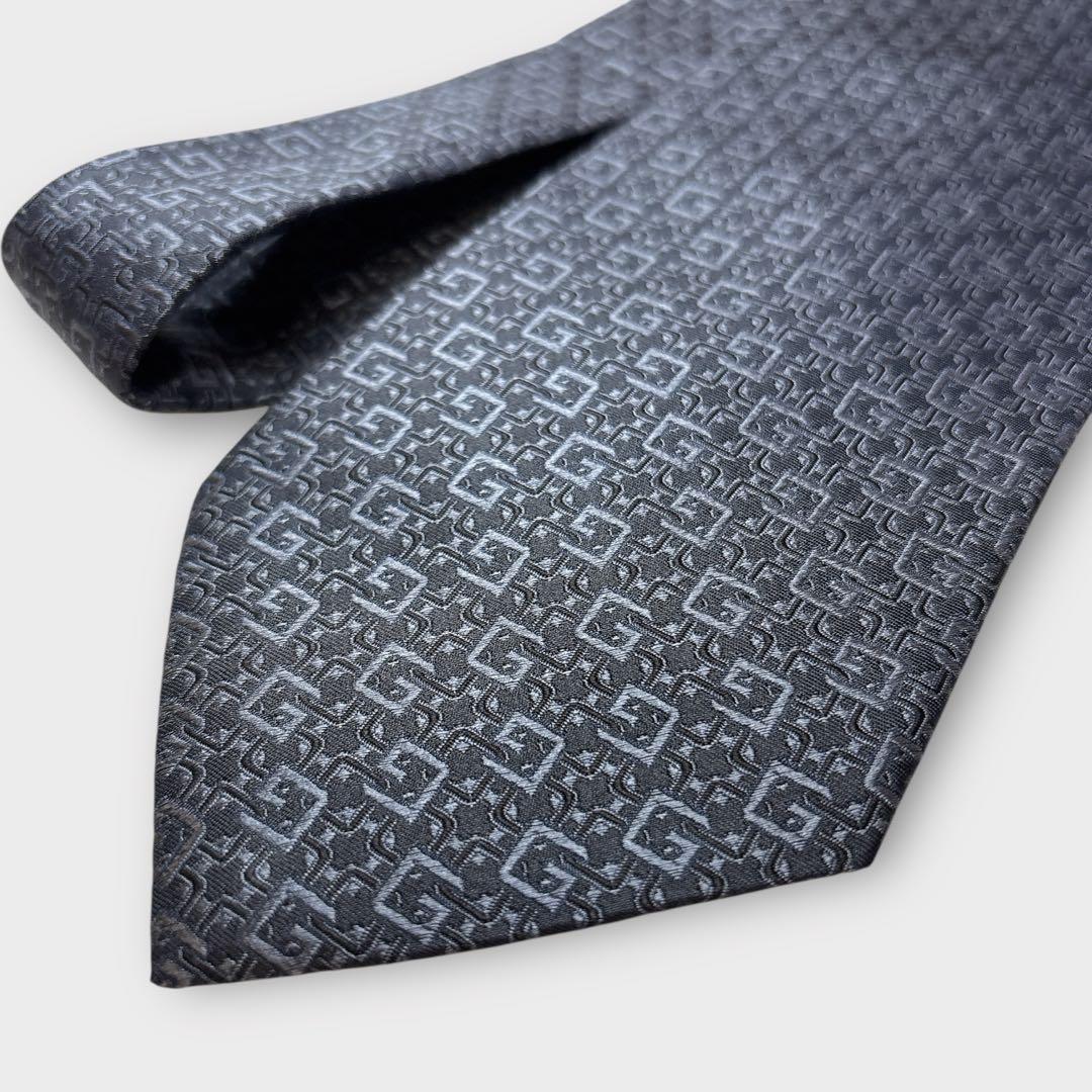 GUCCI 未使用タグ付 ネクタイ 高級シルク 総Gロゴ ネイビー