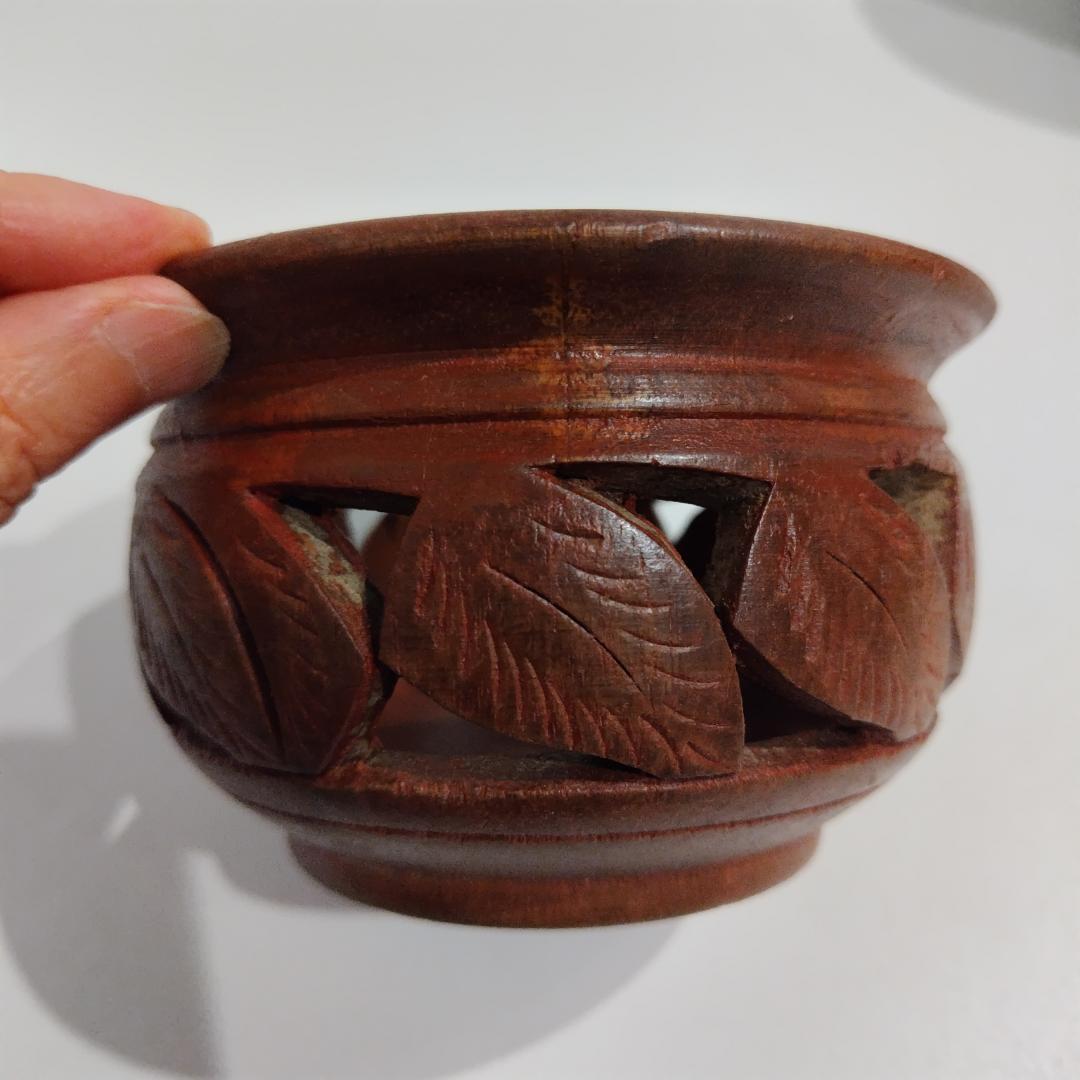 東南アジア 工芸品 鉢置き 大小セット 木工品 玄関 インテリア 置き物