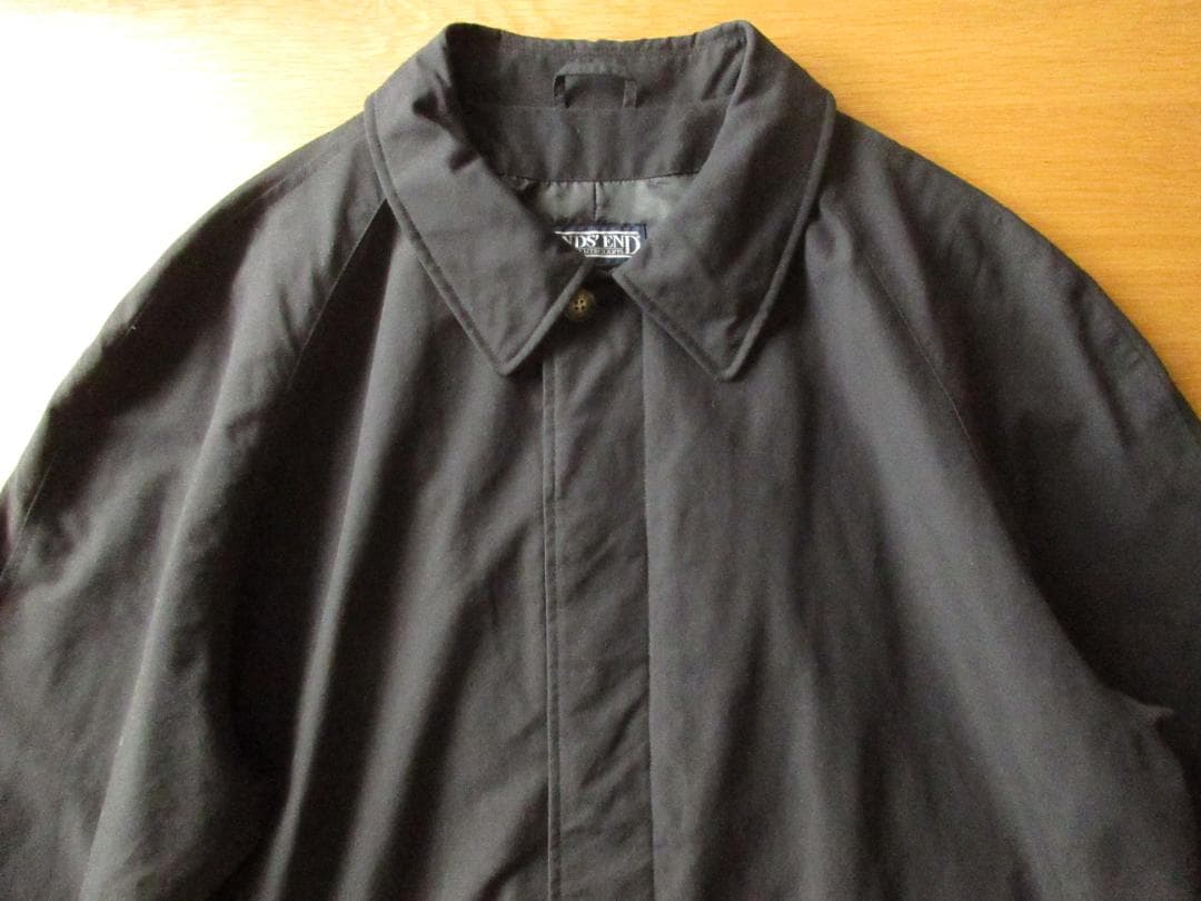 ★美品ランズエンドLANDS'END'90sステンカラーコートXL46-48黒