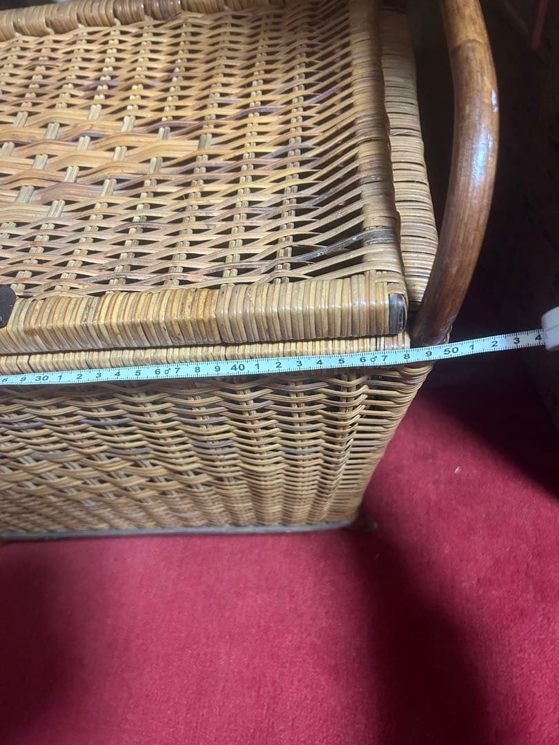 収納ボックス　昭和レトロ 籐 ラタン 当時物 花柄 インテリア  バスケット