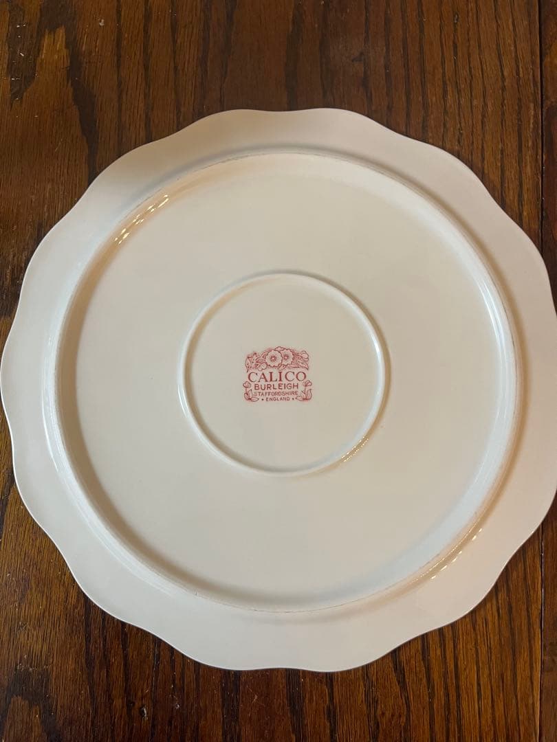 英国　バーレイ　burleigh ケーキ皿　レッドキャリコ