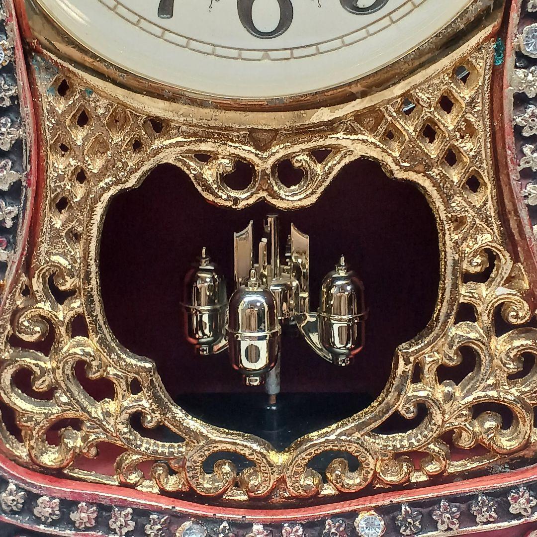 送料込み☆アンティーク【置時計/アトム回転振り子】レッド