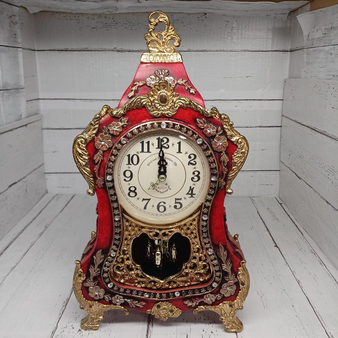 送料込み☆アンティーク【置時計/アトム回転振り子】レッド