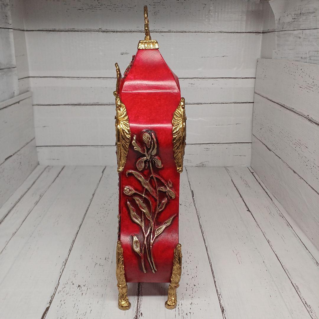 送料込み☆アンティーク【置時計/アトム回転振り子】レッド