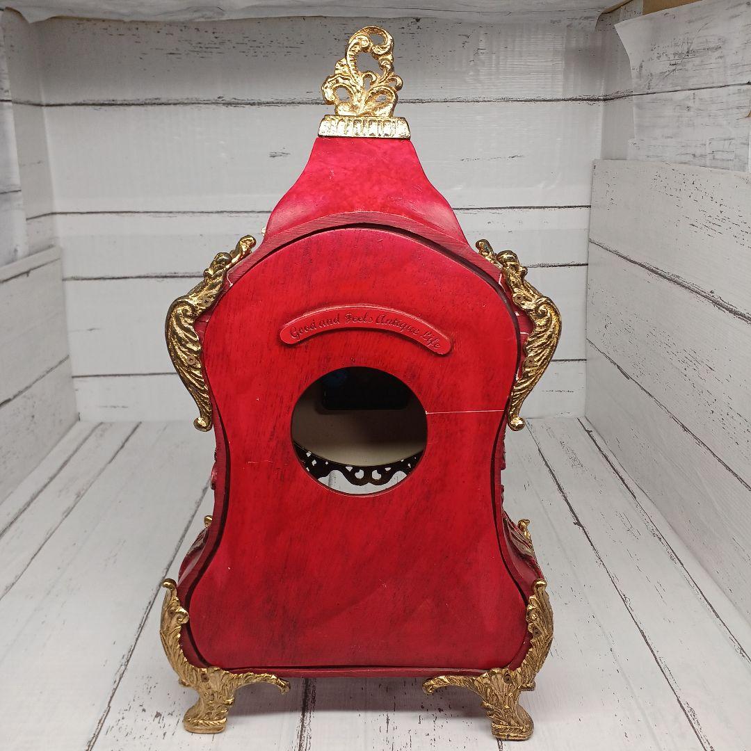 送料込み☆アンティーク【置時計/アトム回転振り子】レッド