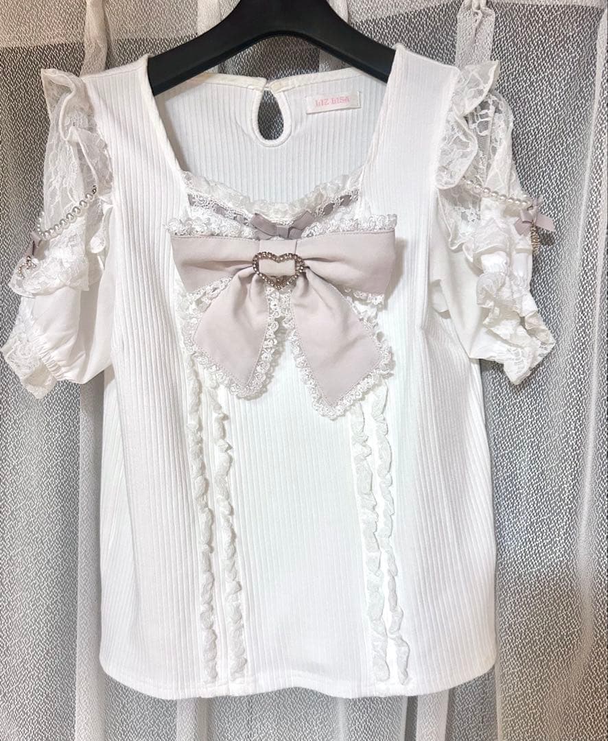 本日限定値下げ！！LIZLISA クロスレースリボンカットトップス ピンク