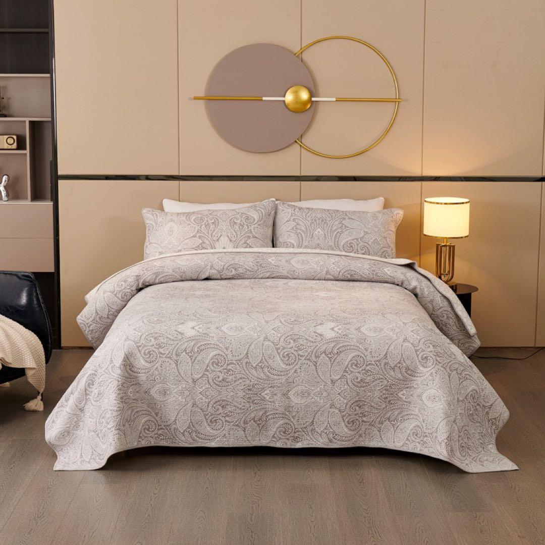 キルトベッドカバー3点セット綿マルチカバー キルティング PSLH01