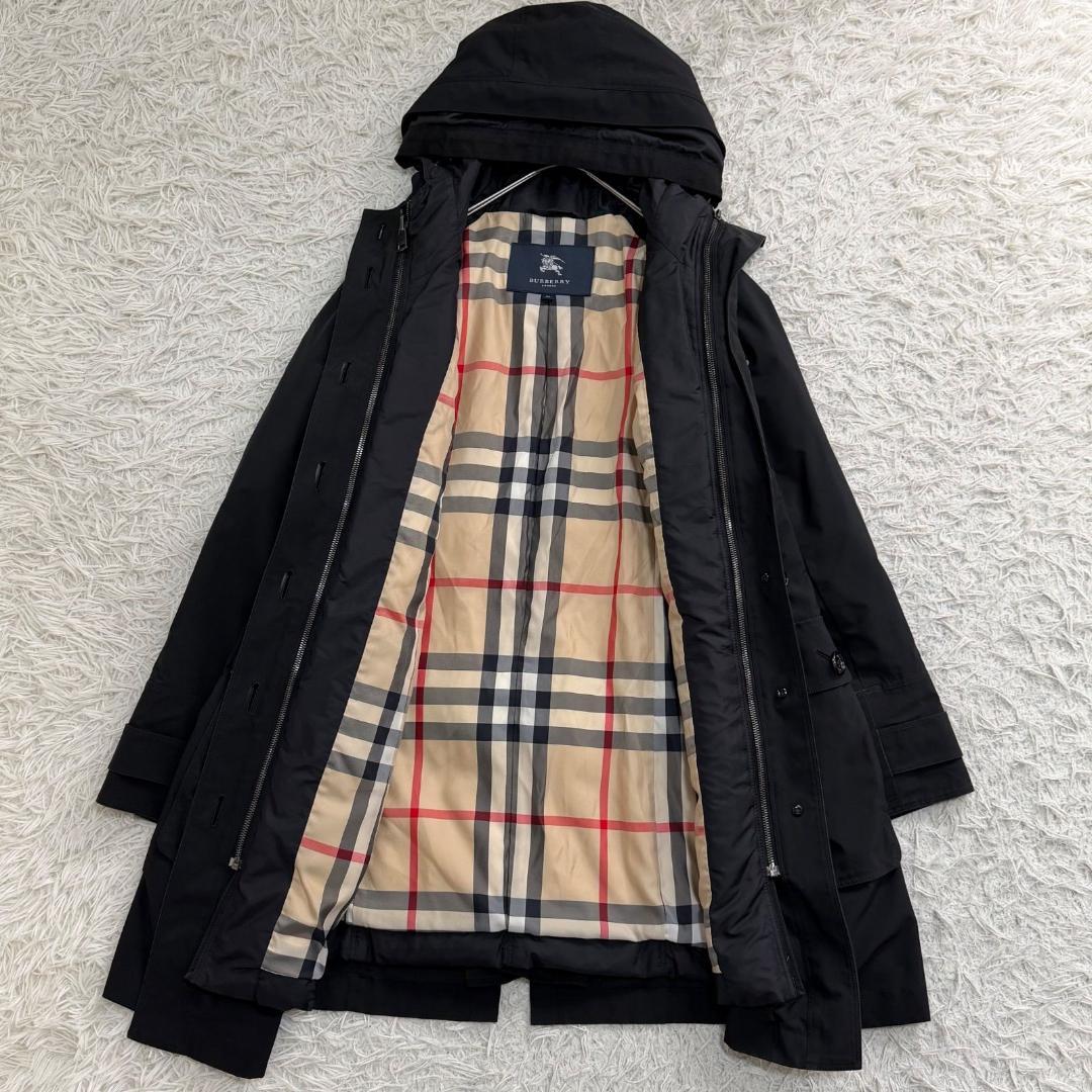 17070✨バーバリー 46 3XL メガチェック ダウンライナー フードコート