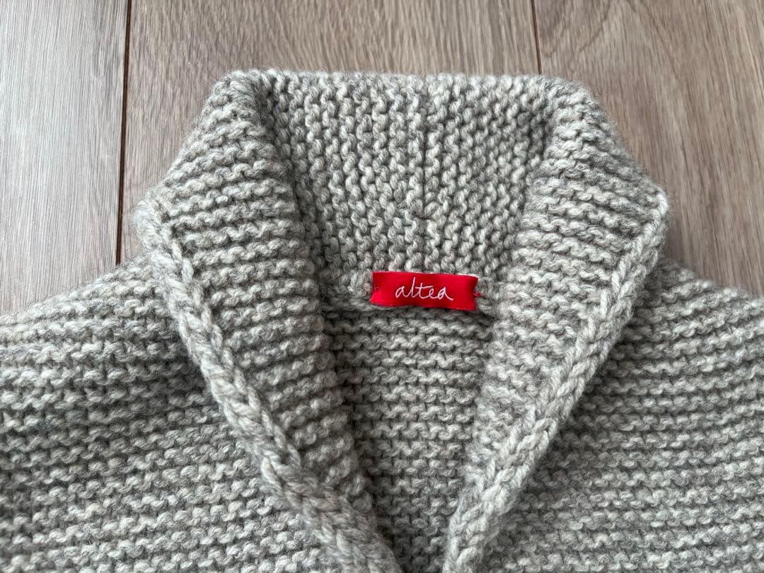 アルテア ヤク混ウール ミニショールカラーカーディガン グレージュ