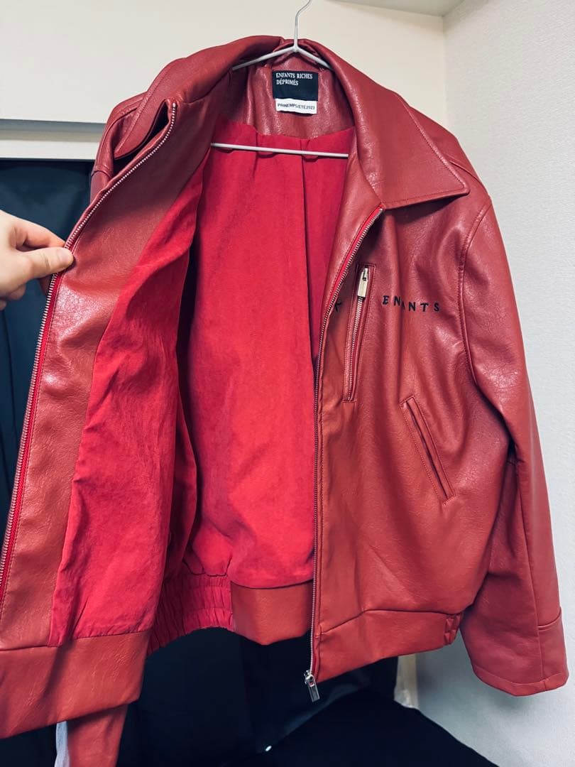 ERD 23FW オピウム刺繍レザージャケット 赤