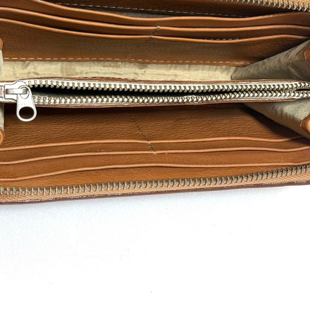 【職人魂】肉厚 カービング長財布 ラウンドファスナー 飴色エイジング