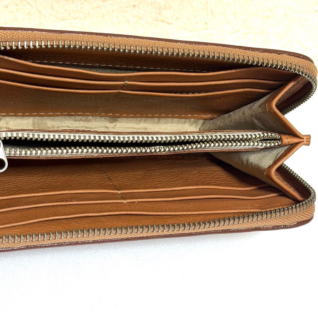 【職人魂】肉厚 カービング長財布 ラウンドファスナー 飴色エイジング