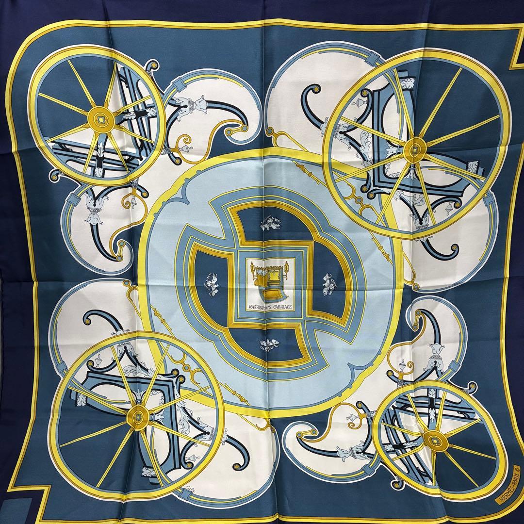 【HERMES】カレ 90「ジョージワシントンの馬」シルクスカーフ