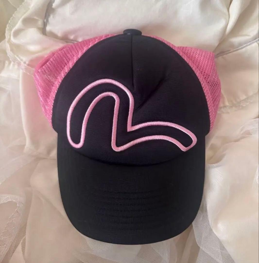 エヴィス　Evisu yamane ヤマネキャップ　ピンク　黒