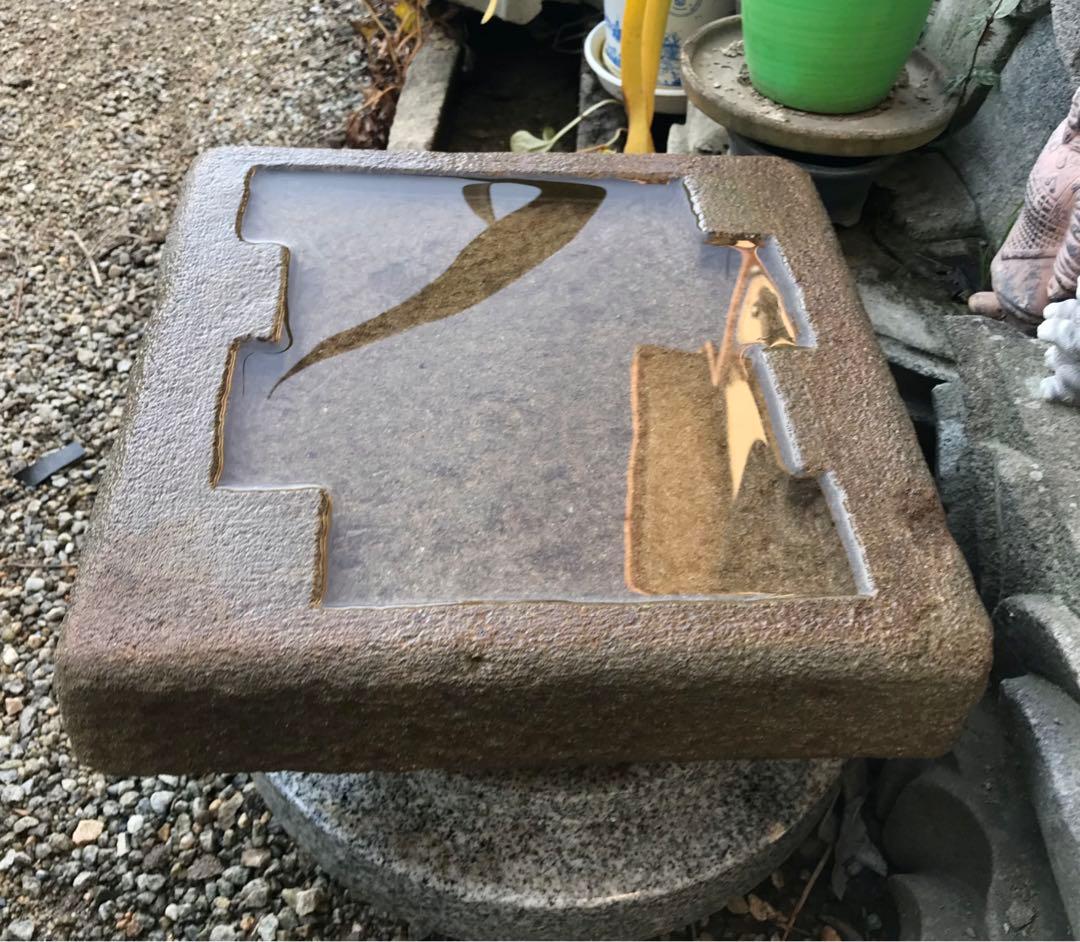 四角水鉢・向鉢・オブジェ・バードバス・庭石・ガーデニング・置物