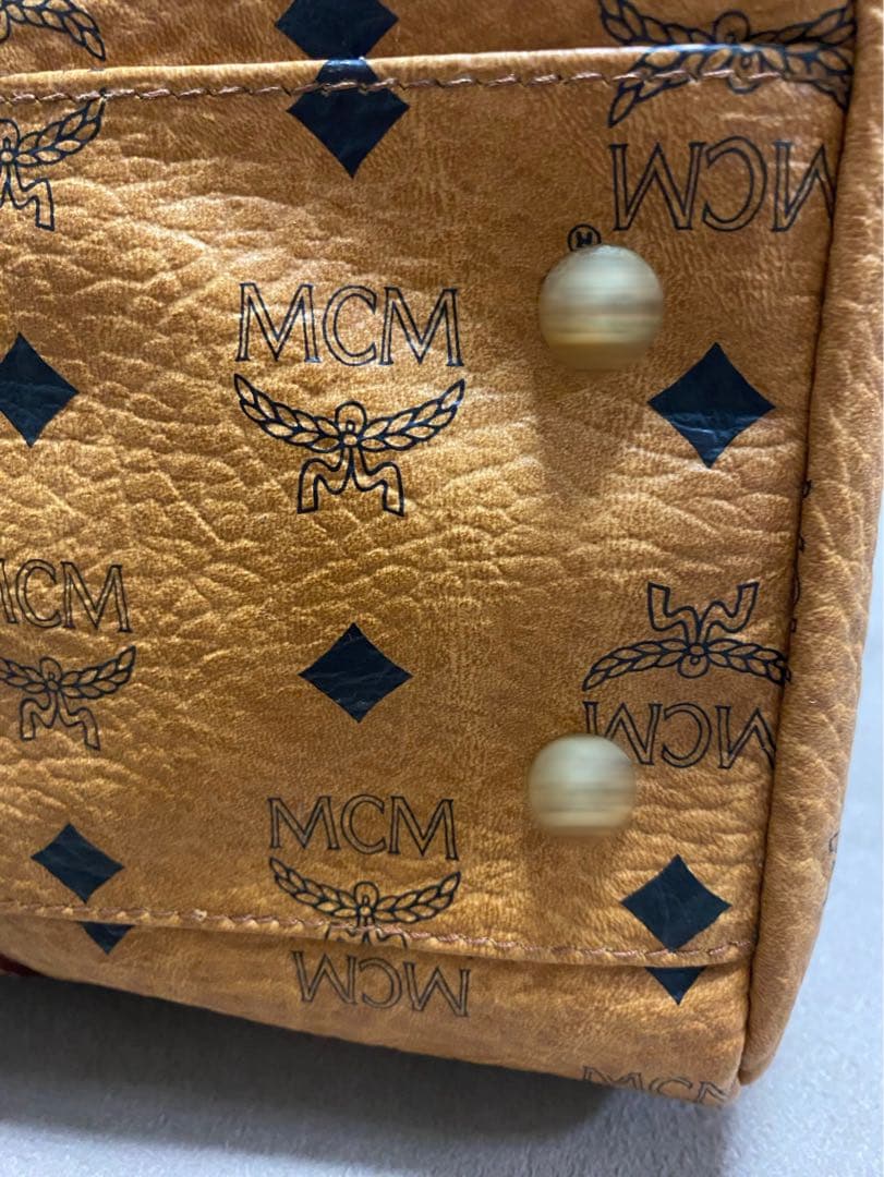 MCM ロゴプリント ブラウン ボストンバッグ