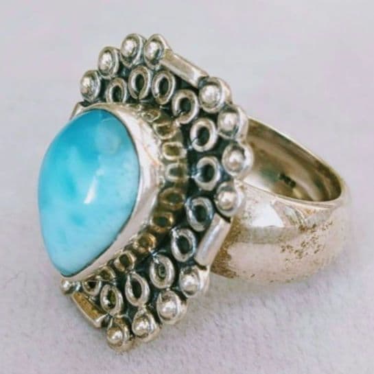 ✱NEW✱ トルコ製 ラリマー パワーストーン 天然石リング シルバー925