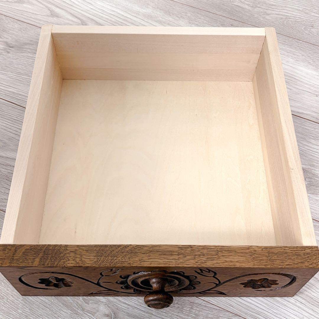 希少•高級 勇峰工芸 3段チェスト 花柄細工 引き出しスムーズ 天然木使用