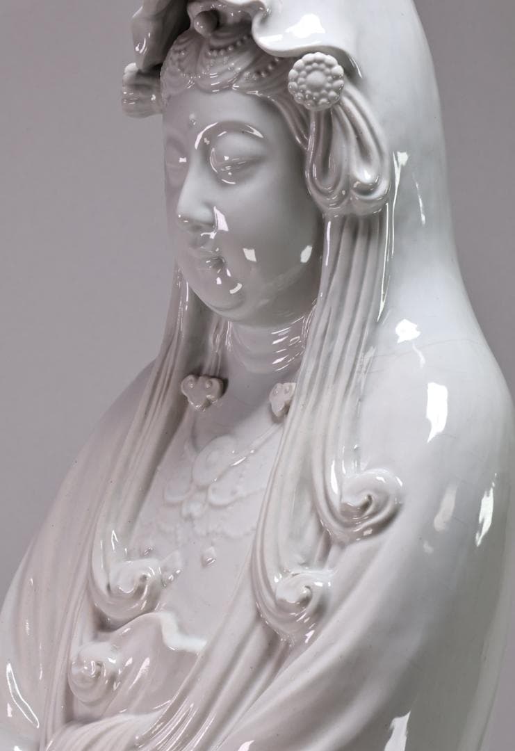 仏教美術　九谷焼　峰光作　特大　聖観音菩薩立像　願掛け　高さ94㎝　BK120