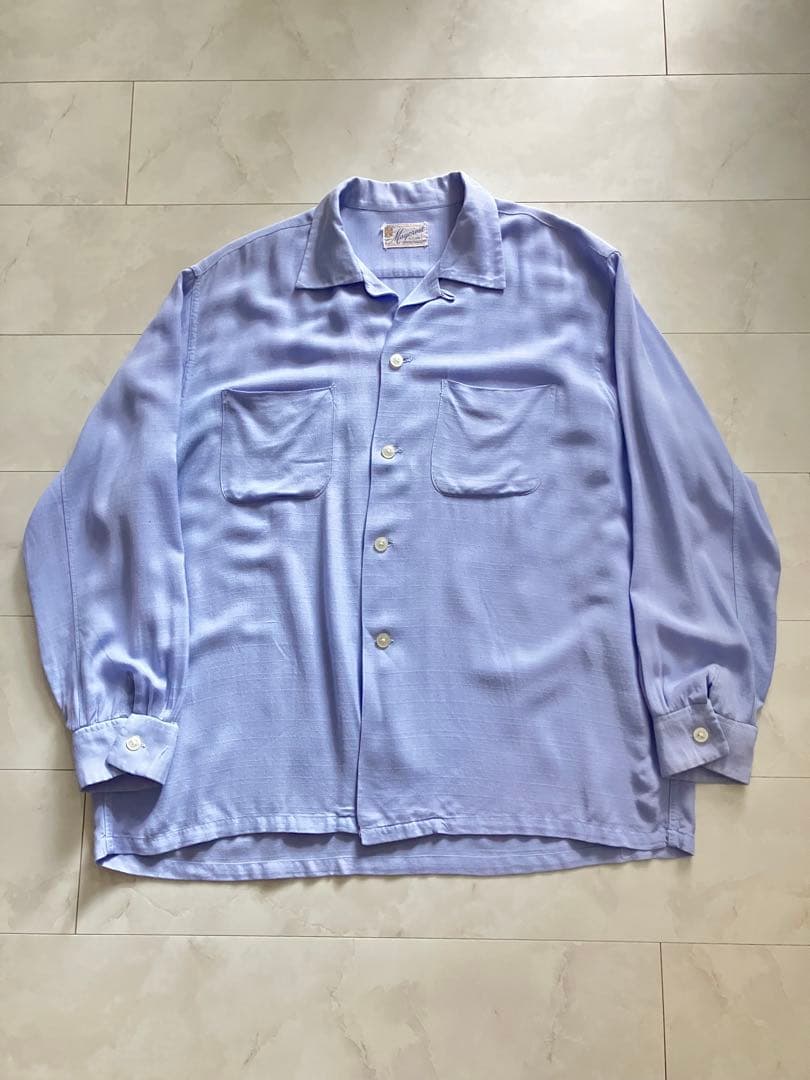 レーヨン ビンテージ 50s 60s ギャバシャツ 16オープンカラー　USA製