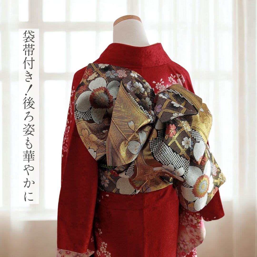 ★新年特価！値下げ★一蔵 正絹赤振袖6点セット｜桜模様入り│成人式・前撮り